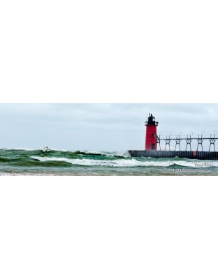 Man Against Lake Michigan - Panoramic
