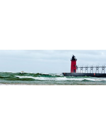 Man Against Lake Michigan - Panoramic