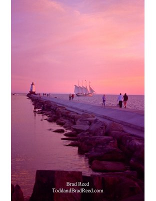 Tall Ship and Ludington Light Vertical (0030)